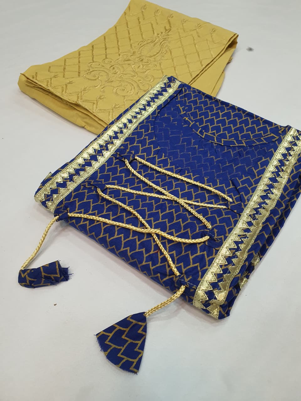 Stitched Cotton Frock with Embroidered Cotton Trouser – Steam Golden Printed 2-Piece Set (PINK) (59)