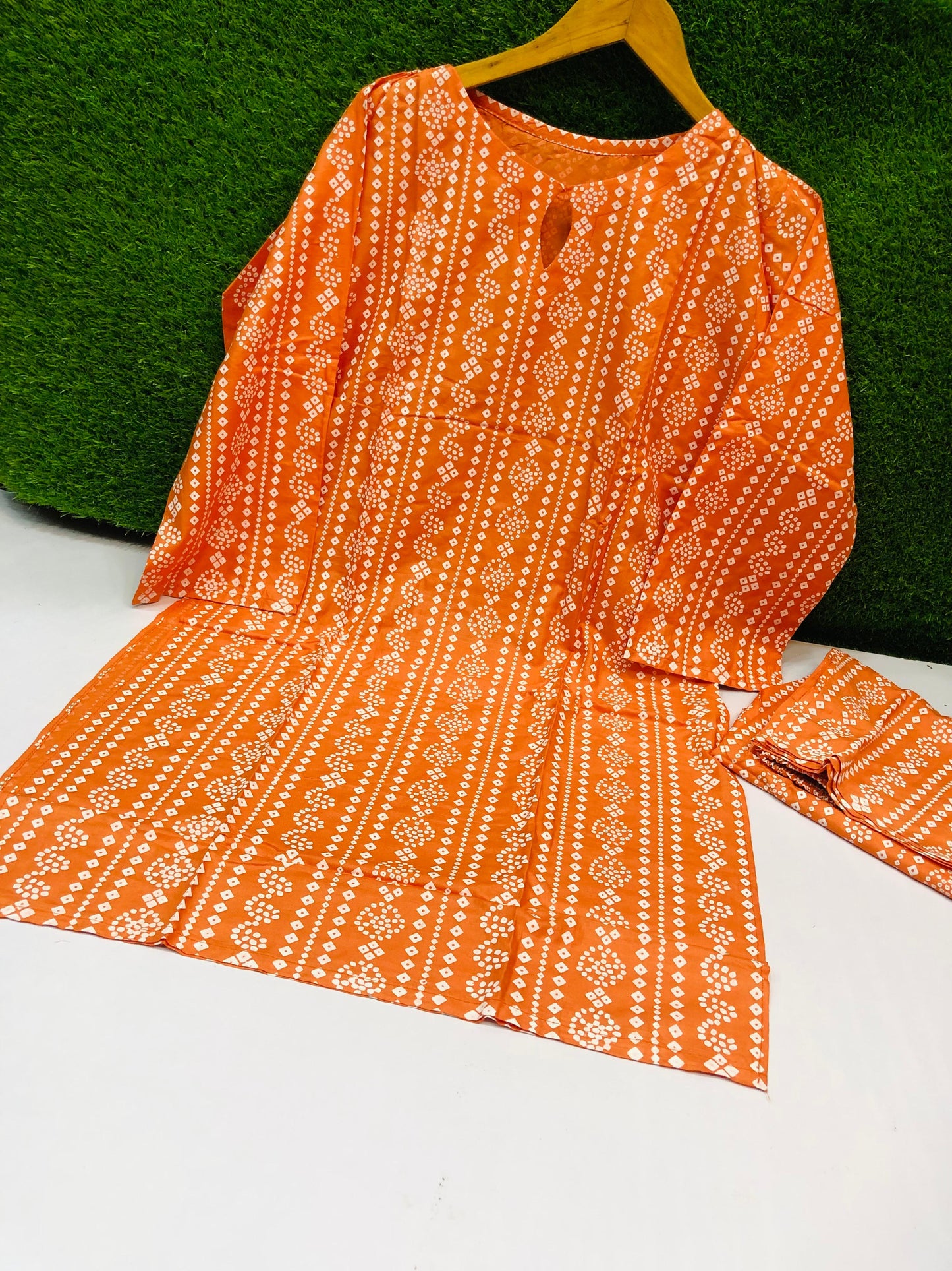 Steam Printed Linen 2-Piece Outfit for Girls (Chunri Print)