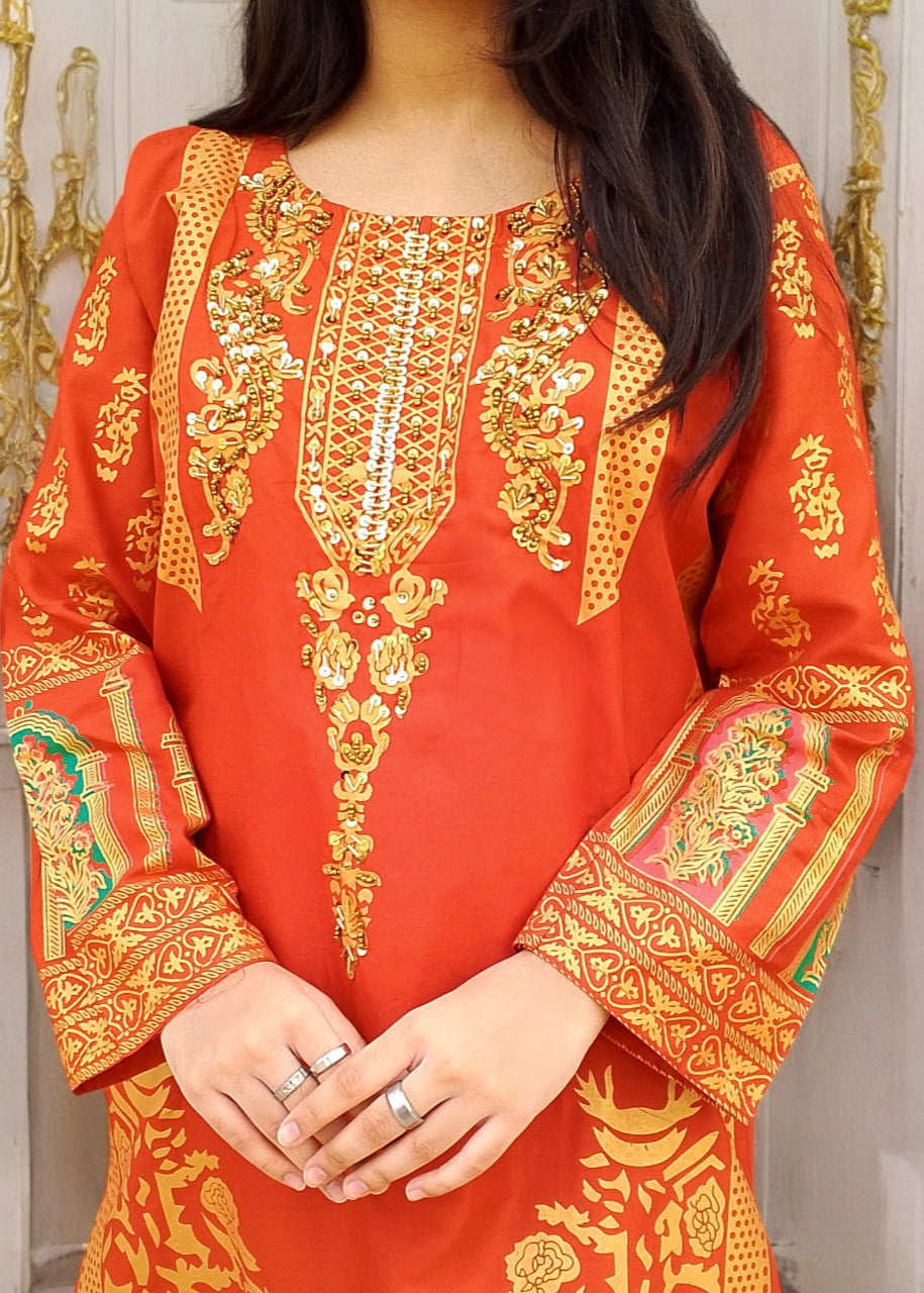 Classy Summer Arabic Lenan 2-Piece Suit (Musturd)
