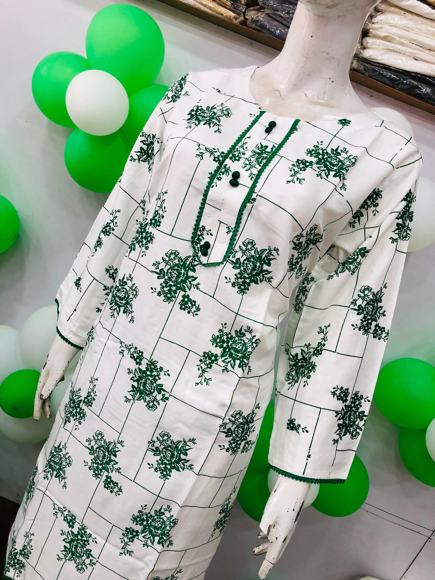 Ever Green SUMMER LINEN 2 PIECE (Check Flower) (95)