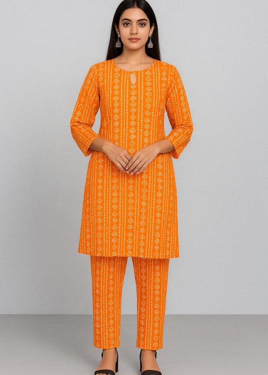 Steam Printed Linen 2-Piece Outfit for Girls (Chunri Print)