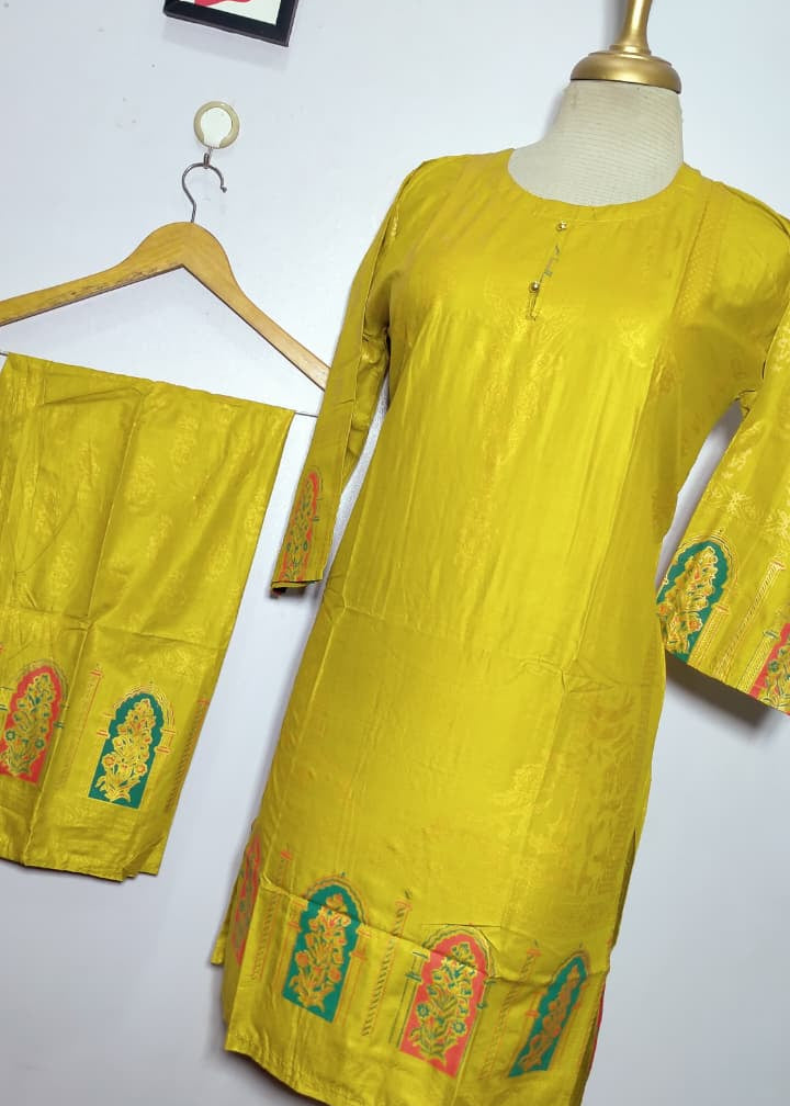 Classy Summer Arabic Lenan 2-Piece Suit (Olive)