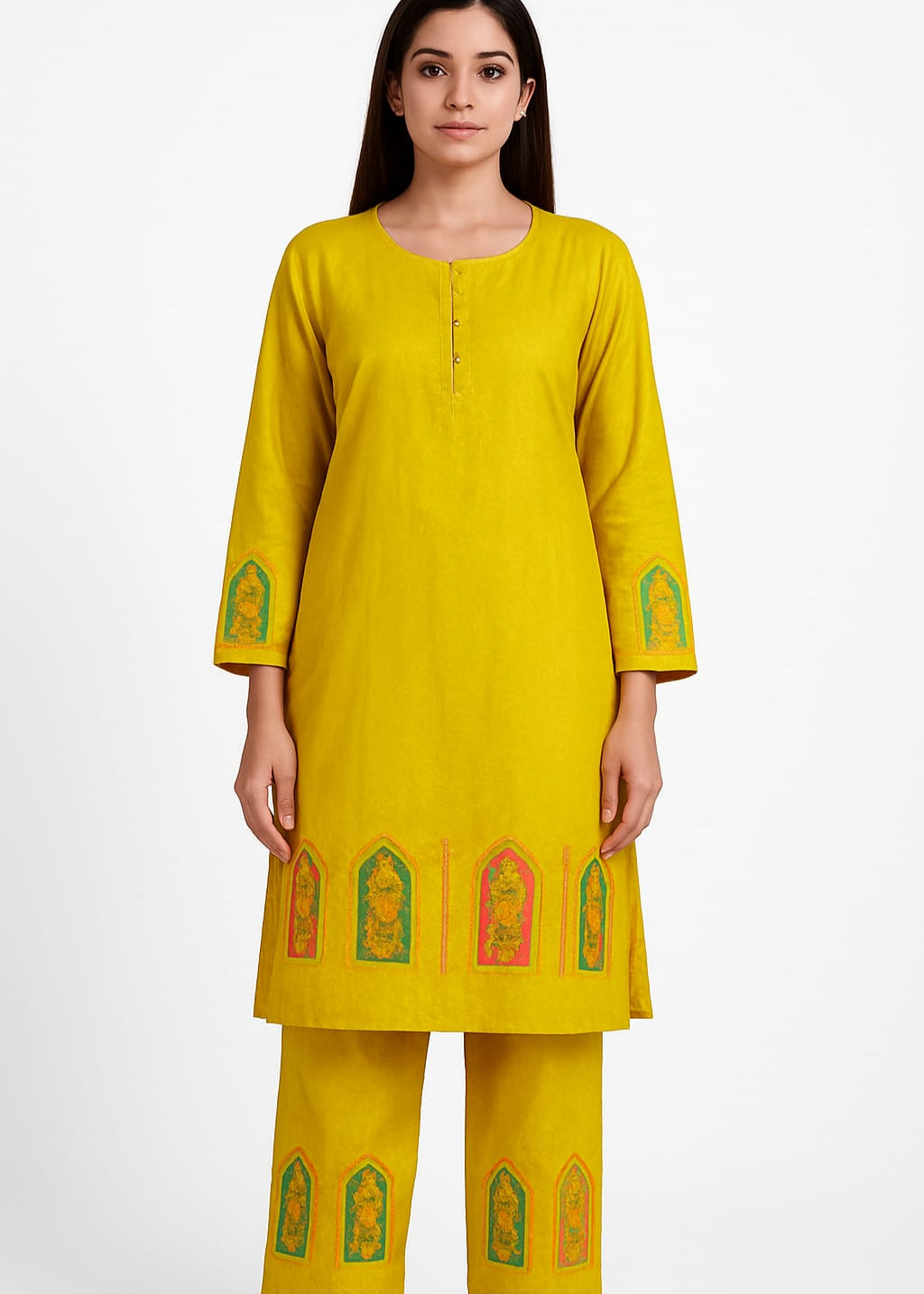 Classy Summer Arabic Lenan 2-Piece Suit (Olive)
