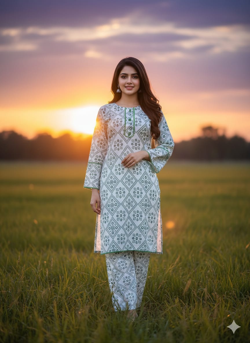 Ever Green SUMMER LINEN 2 PIECE (Chunri) (66)