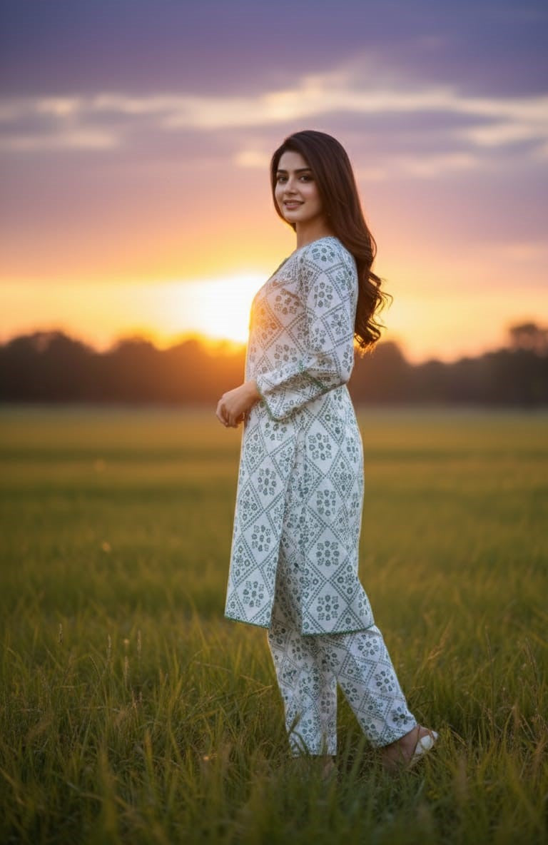 Ever Green SUMMER LINEN 2 PIECE (Chunri) (66)